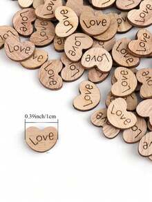 100/200/500 قطعة شكل قلب خشبي بسيط، شراريخ قلبية خشبية، نحت شكل قلب، زخارف مبعثرة مناسبة لطاولات الزفاف، مناسبة لهدايا عيد الحب، حفلات استقبال المواليد (بني اللون)