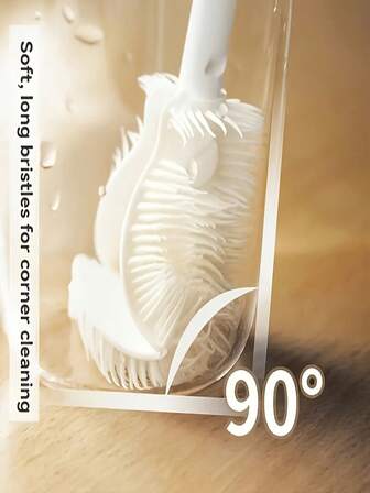 1pc Foldable Long Handle Cup Brush - Portable Soft Bristle Cleaning Brush, 360 Degree Comprehensive Cleaning Silicone Brush Suitable For Cleaning Narrow Mouth Containers, Vacuum Sports Bottles, Cups And Glassware