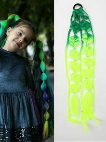 Synthetic 1PC Ponytail Extension Corlorful Bubble Braid Long Lantern Braided Ponytail With Hair Tie Straight Hairpieces - Multicolor - View 7
