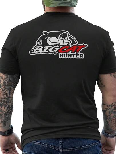 Glanis Passion Silure Men's Catfishing T-Shirt with Back Print - Perfect Gift