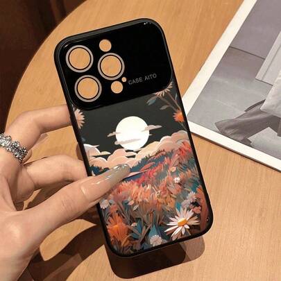 Ein flüssiges Silikon-Skin-Feel-Smartphone-Cover mit Acrylglas, das einen Chrysanthemenmuster aufweist und für das  17 Air, 16, 15, 14, 13 und 12 geeignet ist. Es bietet vollständige Körperprotektion und ist sowohl für Männer als auch für Frauen geeignet.