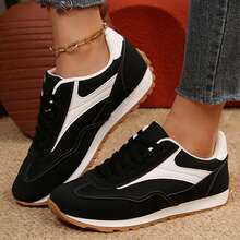 Breathable Classic Walking Trainers Tennis Shoes Sneakers For Women Low Top Comfortable Casual Running Chunky Shoes Spring Autumn Sneakers Shoes Outdoor Office Work Sport - 黑色 - 查看 8