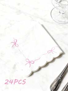 30pcs 13"X13" Party Disposable Napkins With Butterfly Lace Edge - Elegant Fan-Shaped Design, Paper Material, Sweet Girly Style Suitable For Birthday Party, Afternoon Tea, Girls' Gathering And Daily Use - Multicolor - View 10