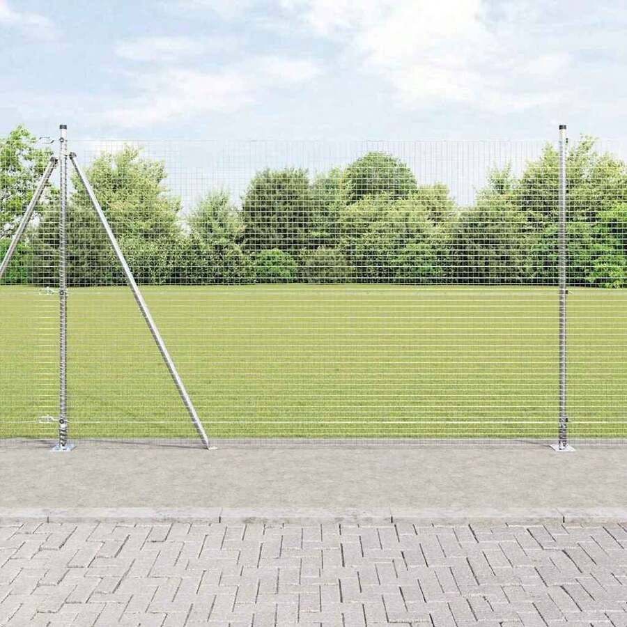 vidaXL Zaun Mit Pfosten Silber 1,4 X 25 M Stahl - Silber - Übersicht 1
