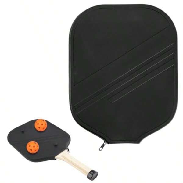 Pickleball Racquet Cover 10.63x8.27 Inch Universal Silicone Pickleball Racket Sleeve Paddle Storage Bag Pickleball Racket Case For Most USAPA Standard And Lengthened Pickleball Racquet Black