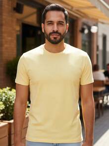 Ogochi Basic Slim Fit T-Shirt, Original Cotton, Various Colors, Christmas, New Year, Summer, Spring - Linh dương Impala vàng - Xem 3