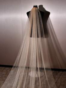 1件闪亮星光新娘头纱，闪光薄纱，打造梦幻婚礼，闪亮薄纱婚礼配饰，长款薄纱设计，优雅婚礼，秋季女装 - V101 - 查看 15