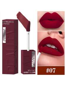 裸棕色哑光液体唇膏，丝绒性感深红色唇彩，不粘腻，持久唇妆 - 彩色 - 查看 21