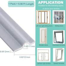 门窗密封条，防风条，自粘隔音可裁剪密封条，长度 6.56 英尺 - 灰色 - 彩色 - 查看 2