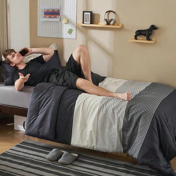 Twin XL Comforter Set Black White Grey 2 Pieces Gray Twin Extra Long Size Lightweight Bedding Set All Season Down Alternative Comforter