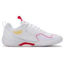 LI-NING Giày cầu lông unisex Battleaxe 2.0, giày thể thao thường ngày bền chắc màu xanh dương, giày cổ thấp dùng cho tập luyện và thi đấu. - Đỏ thẫm/Trắng tiêu chuẩn - Xem 2