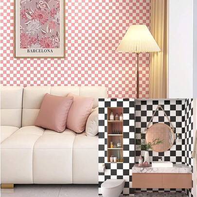 1 Rolle schwarz-weiß kariertes Tapetenpapier, PVC selbstklebende Tapete, abziehbar und aufklebbar, wasserfest, ölbeständig, Vinyl-Aufkleber für Küchenschränke, Küchen-Aufkleber, DIY, verwendbar für Heimdekoration, Schlafzimmerwände, Wohnzimmerwände, abnehmbar, Renovierung hitzebeständig, badezimmersicher, leicht zu reinigen, langanhaltend, entfernbar, 15,7 Zoll/393,7/196,8/118,1/39,3 Zoll