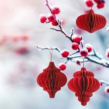 1个装 21款红色中国灯笼，折叠纸灯笼，农历新年装饰灯笼，春节庆典装饰，非电动，婚礼灯笼，壁挂式，节日派对房间装饰，圣诞礼物，春节礼物