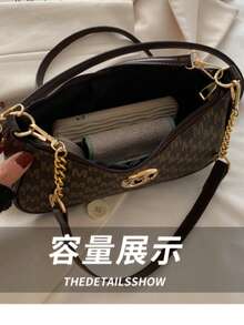 Bolso de cadena para mujer, nuevo para el verano 2025, bolso de hombro diagonal en forma de media luna personalizado y de moda - Negro - Ver 4