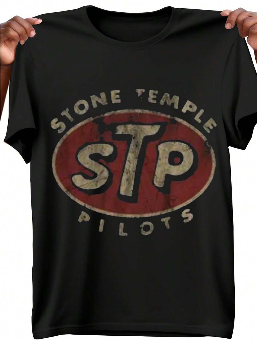 Vintage STP Stone Temple Pilot Print T-Shirt - 180G Moe Cotton (Compatible With STP Logo), Loose Fit Casual Short Sleeve Tee, Plus Size Breathable Shirt For Year-Round Wear & Iconic Design - Ideal Gift - trắng - Xem 1