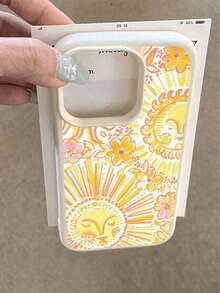 Yellow Sun Graphic Lychee Texture Shockproof Anti-Slip Soft Phone Case Cover Compatible With Apple & Phones Waterproof Anti-Fall Scratch ResistantFOR-YOUR-BELOVED-PHONEChristmas Gifts - Kiểu 1 (1 CÁI) - Xem 1