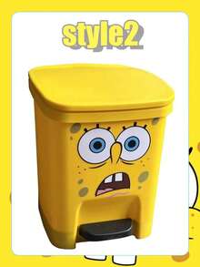 SpongeBob SquarePants SpongeBob Themed - Cute Cartoon Funny Expression Trash Can. This Is A Large Capacity Trash Can Suitable For Living Room, Bedroom And Outdoor Activities. - Yellow - View 11