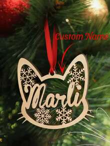 1 Stück personalisierte Holz Pfotendruck Weihnachtsornament - Individuell mit Namen graviert Haustier Dekoration, Laserschnitt Design mit Schneeflocken Muster, perfekt für Hundeliebhaber und Haustierbesitzer, 10*10cm Hängedekoration für Weihnachtsbaum oder Zuhause, Gedenkgeschenk für Haustiere, verleiht Feierlichkeiten, elegantem und künstlerischem Wohnen eine persönliche Note - Hundepfoten-Stil - Übersicht 4