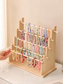 1个4层/5层木制首饰架，项链手链收纳架，适用于珠子、珠宝、手表、发饰等，可拆卸设计，坚固耐用，适合家庭和珠宝店使用