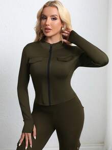 Women 6 Piece Outfits Workout Sets Bodycon Tracksuit Long Sleeve Zip Up Jacket Cargo Pocket Leggings Jogger Matching Sweat Pants Set - Nhiều màu - Xem 2