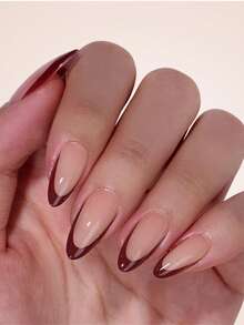 150片法式杏仁形凝胶美甲片 - 裸色经典法式尖头美甲片，中长杏仁形甲片，软凝胶假指甲，可浸泡延长亚克力美甲用品 - 彩色 - 查看 5