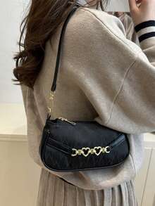 Túi xách đeo vai và túi tote màu tương phản thời trang, túi nhỏ - màu đen - Xem 5