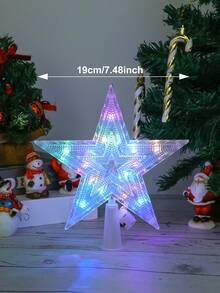 22cm/15cm圣诞树顶星，透明照明树顶灯，温暖/多彩的圣诞树装饰，电池盒开关可调节闪烁模式：1.快速闪烁，2.慢速闪烁，3.稳定亮起
