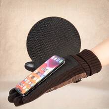 1 Pair Of New Men's Autumn And Winter Thickened Warm Gloves Cycling, Outdoor Sports, Mountaineering, Skiing, Camping, Fashion - màu đen - Xem 3