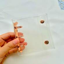 1个A5/A6/A7/A8/M5玫瑰金金属透明活页夹，A5活页夹，替换内页，贴纸簿，透明贴纸本，封口本，贴纸本，照片收纳袋，可用作相册、预算计划本、日记本、笔记本、办公用品