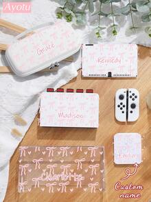 Ayotu 1 Pc Customized Switch Handbag Compatible With Nintendo Switch NS/Switch OLED/Switch Lite/2025 New Switch2 7.9 Inch Case,Bow Background Design, Fashionable And Exquisite,Name Customized Switch Accessories - Multicolor - View 2