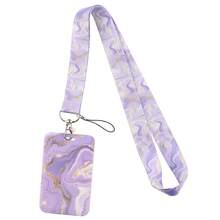 1pc/Set Marble Pattern Lanyard/Retractable Card Holder Combo, Suitable For Bus Pass, ID Badge, Photo Card, Medical ID, Exhibition Badge, Student ID, ID Holder, Phone/Camera Lanyard - Multicolor - View 10