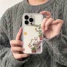¡Consigue una nueva funda para tu teléfono! Funda de teléfono: Funda Transparente - Cubierta de Teléfono de Lujo de TPU Suave a Prueba de Golpes Compatible con iPhone 17, 16, 15, 14, 13, 12, 11 Pro Max, 16, 15, 14 Plus, 13, 12, X, XS Max, XR, 8, 7 Plus Gato Caprichoso en Techo Floral ¡Consigue una Nueva Funda para tu Teléfono! - 1 pieza - Ver 1