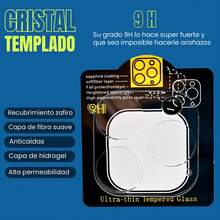 Mica Protectora Lente Camara Phone 15-16 Plus Pro Pro Max Cristal Templado - transparente - Ver 4