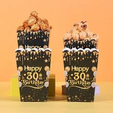 10pcs/20pcs,Black & Gold 30th Happy Birthday Food Box, Fries Box, Popcorn Cup, Popcorn Bucket, Birthday Party Decorations Anniversary Party Decorations And Movie Late Night Snack Box For Lunch Box, Bakery Bread, Burger Restaurant - Multicolor/30 Years Old - View 1