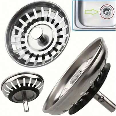 2pcs/3pcs Premium Stainless Steel Kitchen Sink Strainer And Stopper - Coated, Anti-Clogging, With Hair Catcher, For Efficient Drainage, Ideal For Kitchen And Bathroom Use, Kitchen Sink Accessories Kitchen Items Kitchen Accessories Kitchen Tools