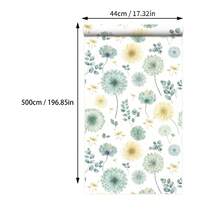 1卷优雅水彩蒲公英花卉自粘壁纸 - 即撕即贴，防水，可移除壁纸贴纸，北欧风格，适用于客厅、卧室、背景墙、橱柜、书架，适合租房者DIY装饰 - 彩色 - 查看 13