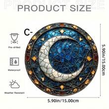 Decoração Suspensa Acrílica Redonda - Design de Lua Crescente em Vidro Pintado com Cores de Outono, Peça de Arte para Janela, Parede, Varanda, Decoração de Jardim, Decoração de Iluminação, Acento de Varanda, Design de Moldura Delicada, Artesanato Artístico - Acrílico redondo - Visão 14