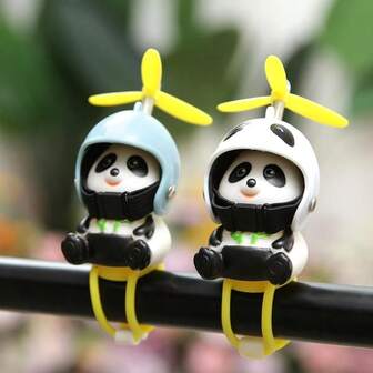 Adorable Panda Motorcycle Handlebar Accessory - Non-Slip Rubber Rotating Helmet Charm For Bicycle E-Bike