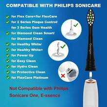 Replacement Heads Compatible With Philips Sonicare Toothbrush 4100 5100 6100 1100 2100 3100, 8 Pack{Inchsize_nameinch:Inch1Count(Packof8)Inch,Inchcolor_nameinch:InchWhite+Blackinch} - White+Black - View 3
