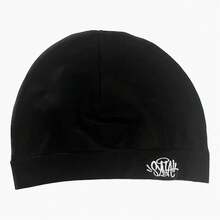 1pc Solid Color Casual Nylon Knit Printed Beanie Hat, Outdoor Sports Windproof Warm Streetwear, Autumn/Winter - Syna - View 12