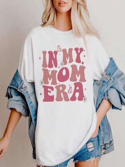 In My Mom Era Camiseta estampada Mama Life Camiseta de manga corta Camiseta Día de la Madre Conjunto Tops Camiseta de verano para mujer Ropa vintage