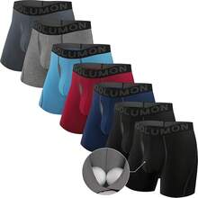 Boxer Hombre 7 Piezas Calzones de Hombre con Pouch de Soporte Total 3D Bambú Rayón Ropa Interior Hombre Transpirable Suave - 2Negro/1Gris Oscuro/1Gris/1Azul Marina/1Azul/1Rojo - Ver 9