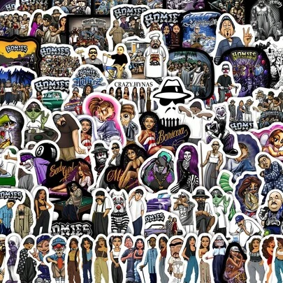 100pcs Cartoon American Homies Stickers Hip-Hop Culture Cool And Stylish Street Decorations Laptops, Phones, Skateboards, Guitars, Suitcases, Scrapbooks, Helmets, Party Gifts