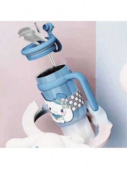 Miniso Sanrio 900ml/30.44oz Thermos Cup Cinnamoroll Design Leakproof Water Cup Vacuum Flask Coffee Cup Cute Cartoon Drinking Water Straw Cup Portable Cup Car Ice Cup Gift For Friends