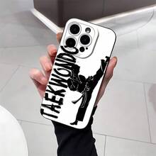 Silueta de Personaje de Taekwondo, Diseño Creativo de Caricatura Único y de Alta , Funda de Teléfono de TPU Mate con Ojos de Ángel Negros, Divertida y Distintiva, Regalo Minimalista y Elegante para Hombres y Mujeres, Adecuada para iPhone 16, 15, 14, 13, 12 - Mezcla de colores - Ver 6