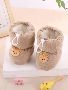 أحذية أطفال دافئة ناعمة القاع مع بطانة حرارية، أحذية أطفال شتوية - كاكي - مشاهدة 11