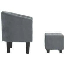 vidaXL Clubsessel Mit Fußhocker Dunkelgrau Samt - Grey - View 4