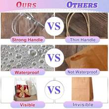 5/10/15/20个装透明PVC礼品袋，带提手 - 耐用、可重复使用的手提袋，可DIY，带按扣，适用于巧克力、礼品、鲜花等。适合购物、派对回礼、婚礼、零食、节日、生日和零售用途。派对回礼袋 | 装饰礼品袋 | 礼品袋，是圣诞节、春节和斋月的理想之选。 - 彩色 - 查看 3