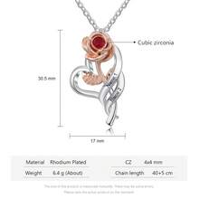 1 pieza Collar de rosa con piedra natal personalizada para mujer, colgante de flor de plata pura con piedra natal, joyería personalizada como regalo de cumpleaños o Navidad - Oro rosa - Ver 4