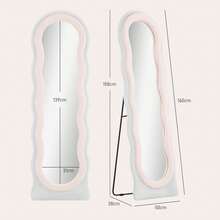 Wavy Velvet-Feel Full Length Mirror - Pink - Pink - View 2